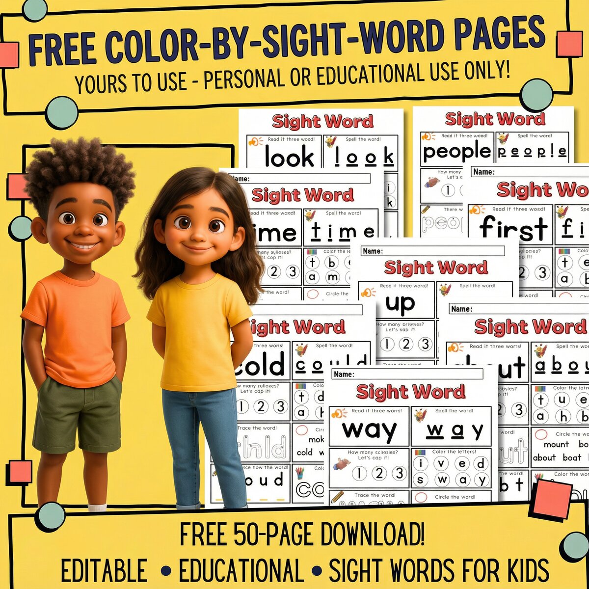 50 Pages of Sight Word Activities Cover
